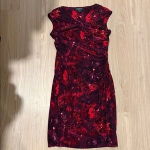 Lauren Ralph Lauren Burgundy Floral Midi Dress